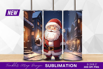 Santa claus with candle on snowy street Sublimation Regulrcrative 
