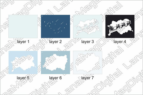 Santa Claus with Reindeer svg Christmas layered mandala svg 3D Paper LanaMagDigital 