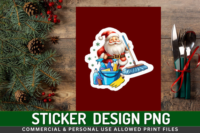 Santa cleaning man Sticker Design Sublimation Regulrcrative 