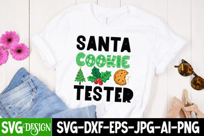 Santa Cookie Tester SVG Cut File, Santa Cookie Tester SVG Design, Santa Cookie Tester Sublimation Design, SVG BlackCatsMedia 