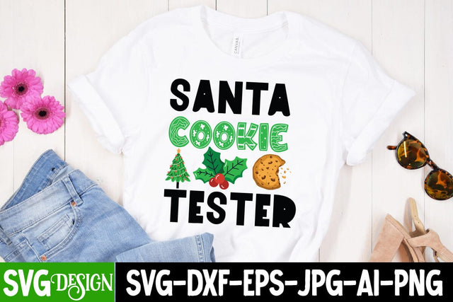 Santa Cookie Tester SVG Cut File, Santa Cookie Tester SVG Design, Santa Cookie Tester Sublimation Design, SVG BlackCatsMedia 