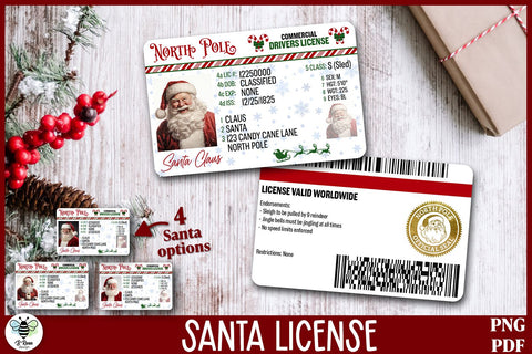 Santa Drivers License PNG | Printable Santa License Sublimation B Renee Design 