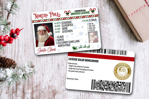 Santa Drivers License PNG | Printable Santa License Sublimation B Renee Design 