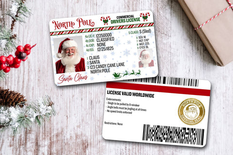 Santa Drivers License PNG | Printable Santa License Sublimation B Renee Design 