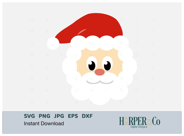 Santa Face SVG PNG Cut EPS File SVG HarperNCo 