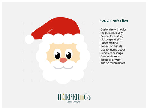 Santa Face SVG PNG Cut EPS File SVG HarperNCo 