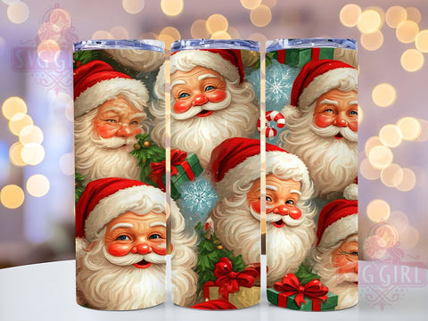 Santa Face Tumbler, Christmas Tree Wrap, 20oz Tumbler Sublimation, Holiday Drinkware, Festive Tumblers, Cute Christmas Decor, Santa Gift Ideas Sublimation SvggirlplusArt 