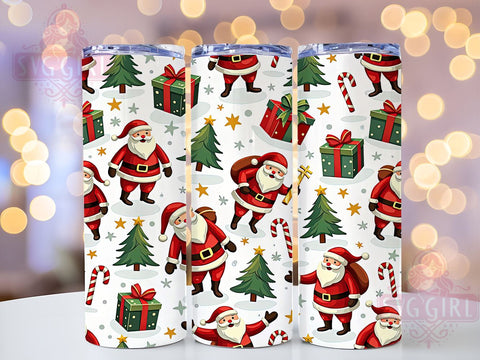 Santa Face Tumbler, Christmas Tree Wrap, 20oz Tumbler Sublimation, Holiday Drinkware, Festive Tumblers, Cute Christmas Decor, Santa Gift Ideas Sublimation SvggirlplusArt 