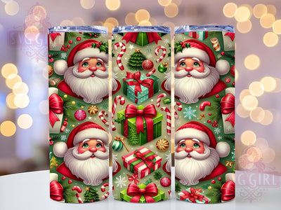 Santa Face Tumbler, Christmas Tree Wrap, 20oz Tumbler Sublimation, Holiday Drinkware, Festive Tumblers, Cute Christmas Decor, Santa Gift Ideas Sublimation SvggirlplusArt 