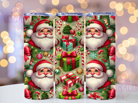 Santa Face Tumbler, Christmas Tree Wrap, 20oz Tumbler Sublimation, Holiday Drinkware, Festive Tumblers, Cute Christmas Decor, Santa Gift Ideas Sublimation SvggirlplusArt 
