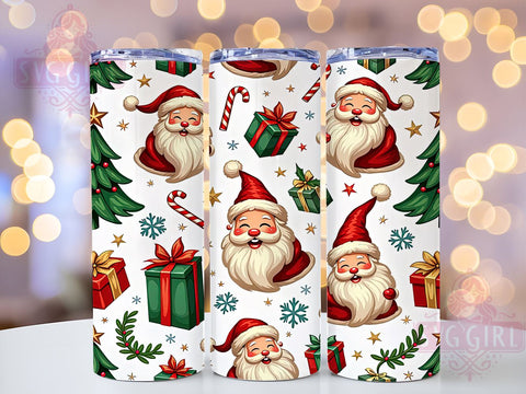 Santa Face Tumbler, Christmas Tree Wrap, 20oz Tumbler Sublimation, Holiday Drinkware, Festive Tumblers, Cute Christmas Decor, Santa Gift Ideas Sublimation SvggirlplusArt 