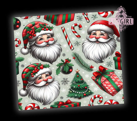 Santa Face Tumbler, Christmas Tree Wrap, 20oz Tumbler Sublimation, Holiday Drinkware, Festive Tumblers, Cute Christmas Decor, Santa Gift Ideas Sublimation SvggirlplusArt 
