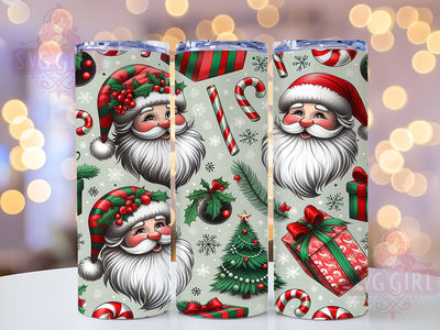 Santa Face Tumbler, Christmas Tree Wrap, 20oz Tumbler Sublimation, Holiday Drinkware, Festive Tumblers, Cute Christmas Decor, Santa Gift Ideas Sublimation SvggirlplusArt 
