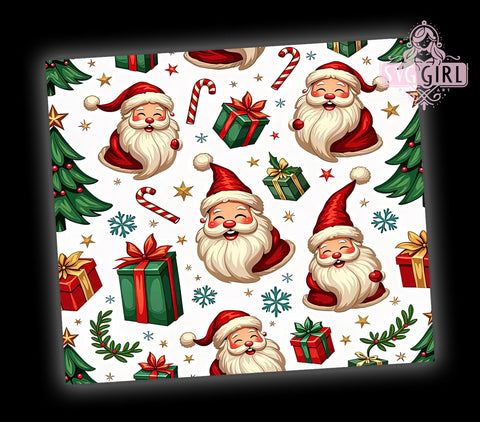 Santa Face Tumbler, Christmas Tree Wrap, 20oz Tumbler Sublimation, Holiday Drinkware, Festive Tumblers, Cute Christmas Decor, Santa Gift Ideas Sublimation SvggirlplusArt 