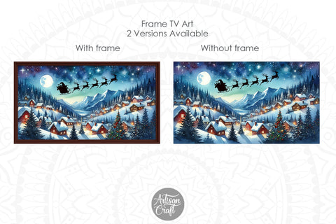 Santa flying Frame TV art, Christmas art Digital Pattern Artisan Craft SVG 