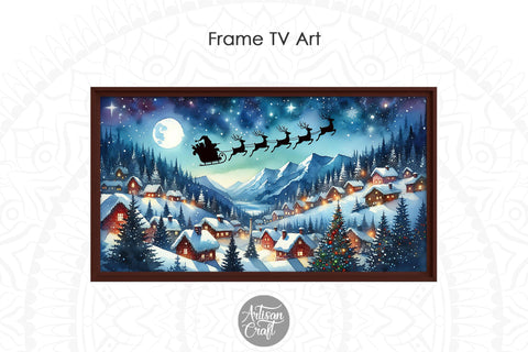 Santa flying Frame TV art, Christmas art Digital Pattern Artisan Craft SVG 