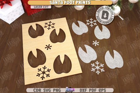 Santa Foot Prints Laser Cut Bundle | Christmas | Footprint Stencils | Santa Foot Prints Templates | CNC Files SVG The T Store Design 