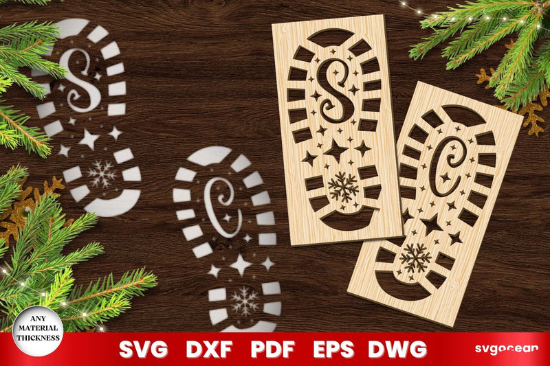 Santa Footsteps Stencil Laser Cut - So Fontsy