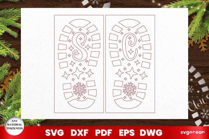 Santa Footsteps Stencil Laser Cut - So Fontsy
