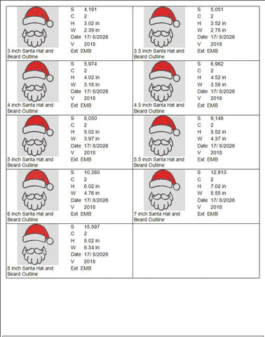 Santa Hat and Beard Machine Embroidery Design – Christmas Santa Face Embroidery File Embroidery/Applique DESIGNS PatternFeed8 
