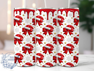 Santa Hat Bows 20oz Tumbler, Santa Hat Bows, Santa Bows Tumbler, Santa Hat Tumbler, Hat Bows Tumbler, Christmas Bows PNG, Santa Hat PNG, Bows Tumbler Wrap Sublimation ToriDesigns 