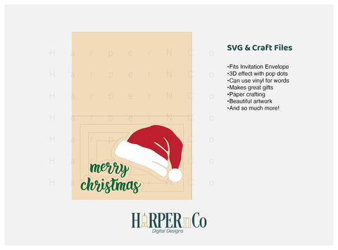 Santa Hat Greeting Card SVG PNG Cut EPS File SVG HarperNCo 