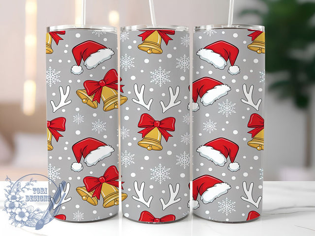 Santa Hat Reindeer Christmas Tumbler, Christmas Bells Wrap, 20oz Tumbler Sublimation, Festive Holiday Design, Cute Reindeer Sublimation, Cozy Winter Christmas Tumbler, Seasonal Holiday Wrap Sublimation ToriDesigns 