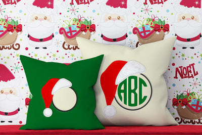 Santa Hat Round Monogram Frame Applique Embroidery Embroidery/Applique DESIGNS Designed by Geeks 