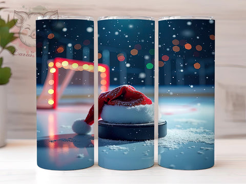 Santa Hockey Christmas 20oz Tumbler Wrap, Santa Claus Tumbler, Christmas Sublimation, 20oz Tumbler, Hockey Lover Gift, Christmas Hockey, Santa Hockey Sublimation Lara' s Designs 