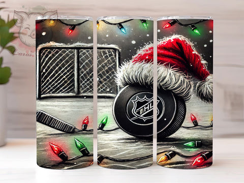 Santa Hockey Christmas 20oz Tumbler Wrap, Santa Claus Tumbler, Christmas Sublimation, 20oz Tumbler, Hockey Lover Gift, Christmas Hockey, Santa Hockey Sublimation Lara' s Designs 
