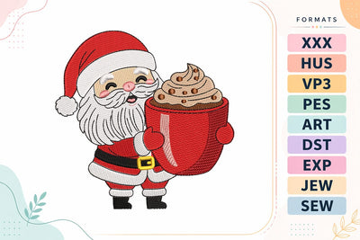 Santa Holding Cocoa Mug Christmas Embroidery Design Embroidery/Applique DESIGNS sg embroidery 