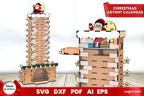 Santa in the Chimney Advent Calendar SVG SvgOcean 