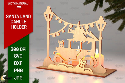 Santa Land Candle Holder Laser Cut. Christmas Decor SVG SVG Evgenyia Guschina 