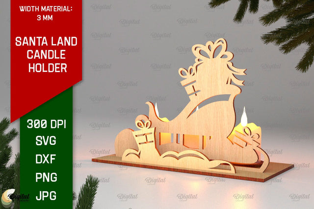 Santa Land Candle Holder Laser Cut. Christmas Decor SVG SVG Evgenyia Guschina 