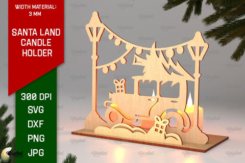 Santa Land Candle Holders Laser Cut Bundle. XMas Decor SVG SVG Evgenyia Guschina 