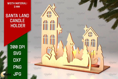 Santa Land Candle Holders Laser Cut Bundle. XMas Decor SVG SVG Evgenyia Guschina 