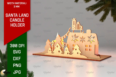 Santa Land Candle Holders Laser Cut Bundle. XMas Decor SVG SVG Evgenyia Guschina 