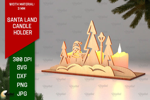 Santa Land Candle Holders Laser Cut Bundle. XMas Decor SVG SVG Evgenyia Guschina 