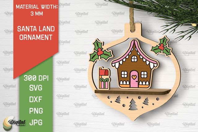 Santa Land Laser Cut Ornament. Home Decor SVG Design SVG Evgenyia Guschina 