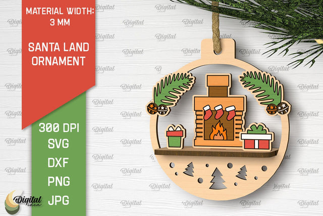 Santa Land Laser Cut Ornament. Home Decor SVG Design SVG Evgenyia Guschina 
