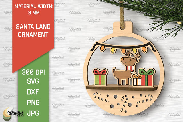 Santa Land Laser Cut Ornament. Home Decor SVG Design SVG Evgenyia Guschina 