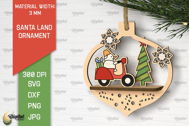 Santa Land Laser Cut Ornament. Home Decor SVG Design SVG Evgenyia Guschina 