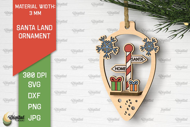Santa Land Laser Cut Ornament. Home Decor SVG Design SVG Evgenyia Guschina 