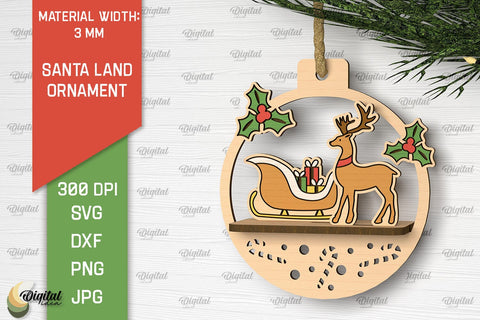 Santa Land Ornaments Laser Cut Bundle. Christmas Santa SVG SVG Evgenyia Guschina 