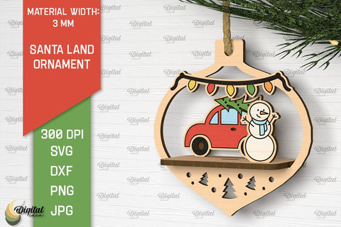 Santa Land Ornaments Laser Cut Bundle. Christmas Santa SVG SVG Evgenyia Guschina 