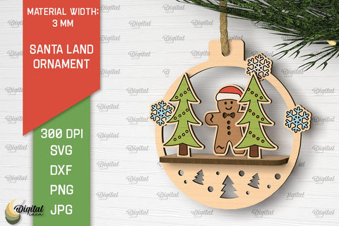 Santa Land Ornaments Laser Cut Bundle. Christmas Santa SVG SVG Evgenyia Guschina 