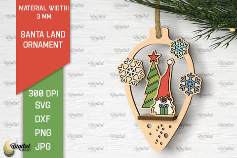 Santa Land Ornaments Laser Cut Bundle. Christmas Santa SVG SVG Evgenyia Guschina 