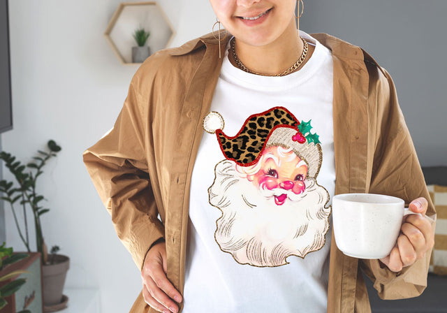 Santa Leopard Hat Vintage | Classic Christmas Character PNG | Retro Holiday Design Sublimation Print Perfect Design Shop 