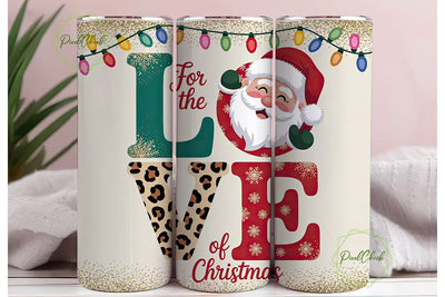Santa LOVE Christmas 20oz Tumbler Wrap Sublimation PixelChick 