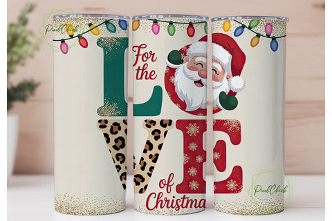 Santa LOVE Christmas 20oz Tumbler Wrap Sublimation PixelChick 